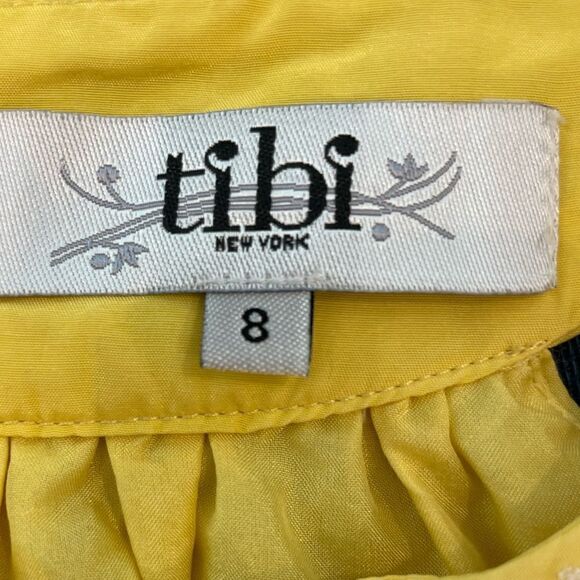 EUC TIBI Yellow Silk Halter Top Embroidered Sz. 8 - Picture 2 of 7